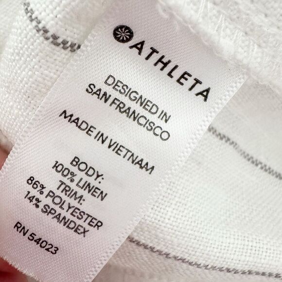 Athleta White and Grey Stripe Bali Linen Crop Pants - Picture 8 of 9